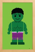 JUNIQE - Poster met houten lijst Hulk Toy -13x18 /Groen & Paars