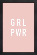 JUNIQE - Poster met houten lijst GRL -13x18 /Roze & Wit
