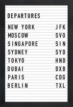 JUNIQE - Poster in houten lijst Departure New York -30x45 /Wit & Zwart