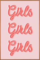 JUNIQE - Poster met kunststof lijst Girls Girls Girls -30x45 /Roze