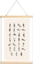 JUNIQE - Posterhanger Vintage Sign Language Chart -30x45 /Grijs &