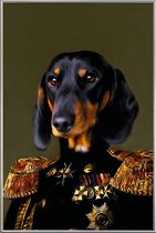 JUNIQE - Poster met kunststof lijst Sir Dante -30x45 /Bruin & Zwart