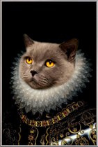JUNIQE - Poster met kunststof lijst Golden Eyes -13x18 /Grijs & Zwart