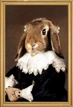 JUNIQE - Poster met houten lijst Miss Bunny Rabbit -20x30 /Bruin
