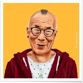 JUNIQE - Poster Dalai Lama -50x50 /Kleurrijk