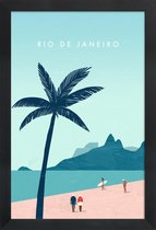 JUNIQE - Poster met houten lijst Rio De Janeiro - retro -13x18