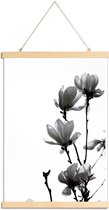 JUNIQE - Posterhanger Aquarel zwarte magnolia -20x30 /Wit & Zwart