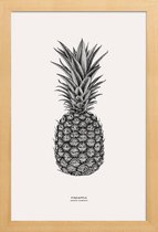 JUNIQE - Poster in houten lijst Pineapple -30x45 /Grijs & Ivoor