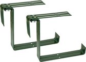 Set de 4 supports de balcon réglables en métal pour garde-corps jusqu'à 14 cm vert foncé - Support de suspension Bloem/ jardinières
