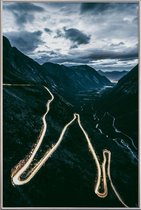 JUNIQE - Poster met kunststof lijst Trollstigen -30x45 /Grijs & Groen