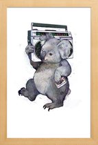 JUNIQE - Poster in houten lijst Koala illustratie -30x45 /Grijs
