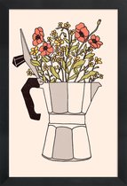 JUNIQE - Poster met houten lijst Moka Flowers Colors -13x18 /Grijs &