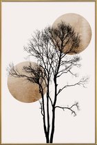 JUNIQE - Poster met kunststof lijst Sun And Moon Hiding Gold -20x30