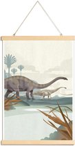 JUNIQE - Posterhanger Diplodocus illustratie -40x60 /Bruin & Ivoor