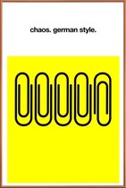 JUNIQE - Poster met kunststof lijst German Chaos -30x45 /Geel & Zwart