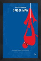 JUNIQE - Poster met houten lijst Spiderman -13x18 /Blauw & Rood