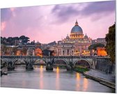 Wandpaneel Sint Pieter Vaticaan Rome  | 150 x 100  CM | Zilver frame | Wandgeschroefd (19 mm)