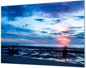 Wandpaneel Schepen bij zonsondergang  | 150 x 100  CM | Zilver frame | Wandgeschroefd (19 mm)