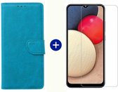 BixB Samsung A02s hoesje - Samsung Galaxy A02s screenprotector - BookCase Wallet - Turquoise