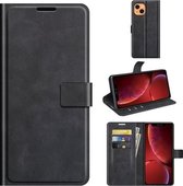 Retro kalf patroon gesp horizontale flip lederen tas met houder & kaartsleuven & portemonnee voor iPhone 13 Pro (zwart)