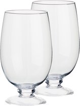 Set van 2x stuks kelkvazen/bloemenvazen van glas 18 x 30 cm - Glazen transparante vazen