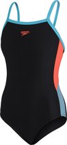 Speedo Dive Thinstrap Muscleback Badpak Meisjes  - Zwart Blauw Oranje -  Maat 140