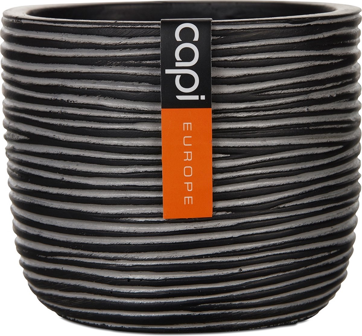 Capi Europe - Bloempot bol Rib Anthracite & Ivory - 8x6 - Antraciet - Opening Ø6 - Bloempot voor binnen - 5 jaar garantie - BOFZ131
