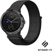 Nylon Smartwatch bandje - Geschikt voor  Garmin Vivoactive 3 nylon band - zwart - Strap-it Horlogeband / Polsband / Armband