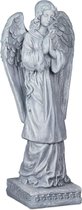 relaxdays Tuinbeeld engel biddend XL - sierbeeld - staand - met vleugels - grafdecoratie