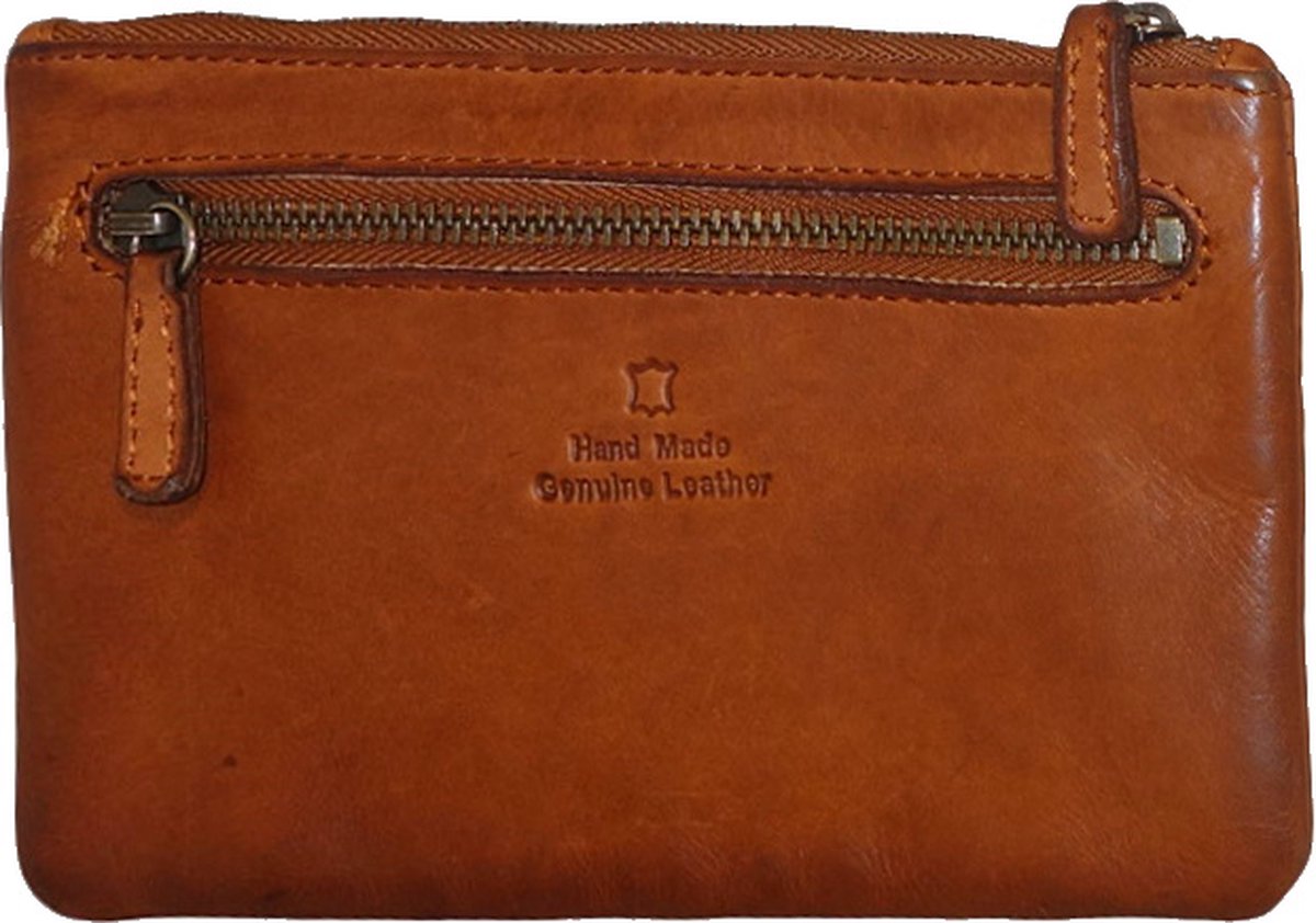 Bear Design Bibi Leren Etui / Ritsportemonnee - Cognac