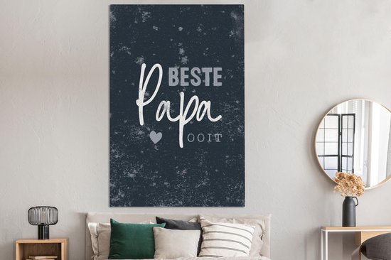 Tableau sur toile Vaderdag - Cadeau homme - Citation - Dictons - Meilleur papa de tous les temps - 120x180 cm - Décoration murale XXL - Cadeau Vaderdag - Cadeau - Cadeau pour lui - Astuce - Hommes