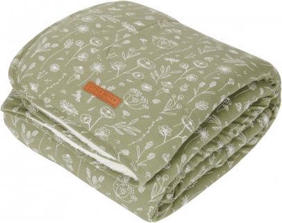 Little Dutch Wiegdeken Wild Flowers Olive 70 x 100 cm