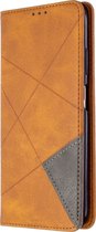 Huawei P40 Lite Hoesje - Mobigear - Rhombus Slim Serie - Kunstlederen Bookcase - Cognac - Hoesje Geschikt Voor Huawei P40 Lite