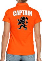 Captain Holland supporter poloshirt - dames - oranje met leeuw - Nederland fan / EK / WK polo shirt / kleding S