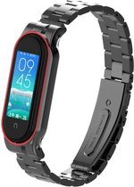 Stalen Smartwatch bandje - Geschikt voor  Xiaomi Mi Band 5 stalen bandje - zwart - Horlogeband / Polsband / Armband