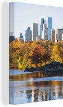 Le Central Park à New York vu de l'eau 60x90 cm - Tirage photo sur toile (Décoration murale salon / chambre)