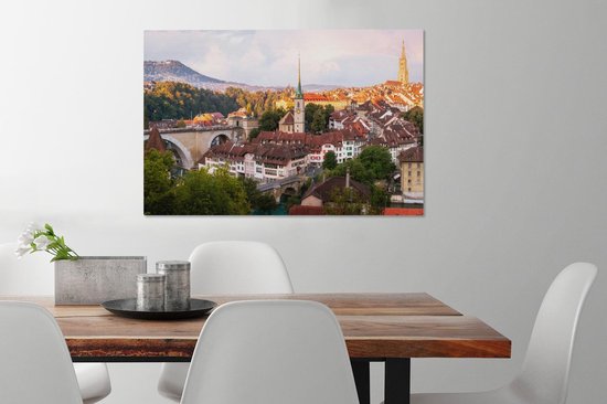 Rayons de soleil sur la ville de Berne 90x60 cm - Tirage photo sur toile (Décoration murale salon / chambre) / Villes européennes Peintures sur toile