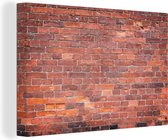 Un vieux mur de toile de brique rouge 180x120 cm - Tirage photo sur toile (Décoration murale salon / chambre) XXL / Groot format!