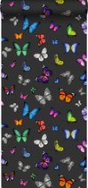 ESTAhome behang vlinders multicolor op zwart - 138508 - 53 cm x 10,05 m