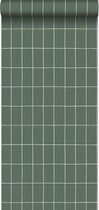 ESTAhome behang kleine tegeltjes vergrijsd groen en wit - 139031 - 0.53 x 10.05 m