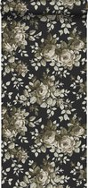 Origin behang rozen zwart en beige - 326142 - 53 cm x 10,05 m