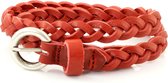 Kidzzbelts Meisjesriem Gevlochten 2045 - Rood - 55 cm