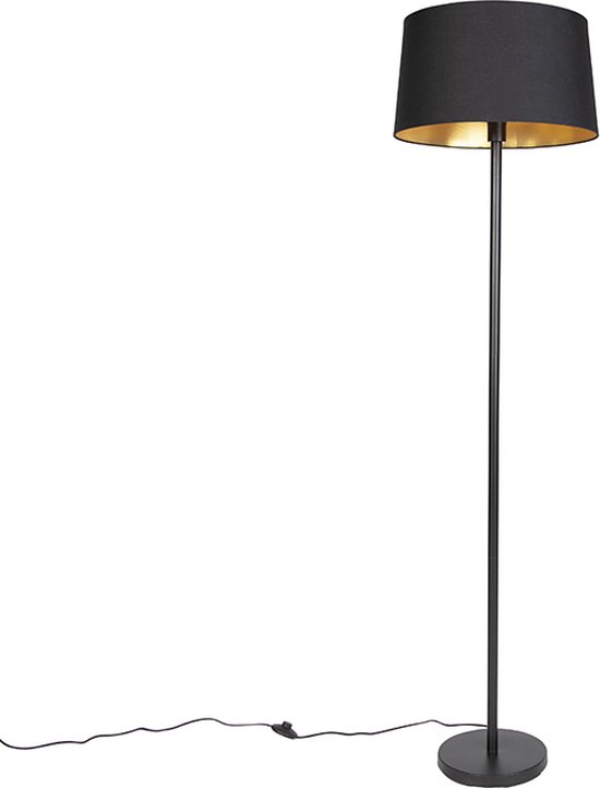 QAZQA simplo - Lampadaire avec abat-jour - 1 lumière - H 1690 mm - Zwart