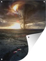 Tuinposter - Tuindoek - Tuinposters buiten - Ambulance richting de tornado - 90x120 cm - Tuin