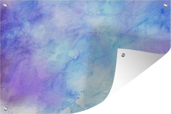 Posters de jardin extérieur Aquarelle - Violet - Bleu clair - 90x60 cm - Toile jardin - Affiche extérieur