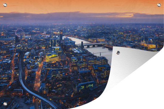 Londres au coucher du soleil affiche de jardin en vrac 90x60 cm - Toile de jardin / Toile d'extérieur / Peintures pour l'extérieur (décoration de jardin)