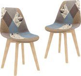 Medina Eetkamerstoelen 2 st met patchwork ontwerp stof grijs