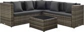 Medina 4-delige Loungeset met kussens poly rattan grijs