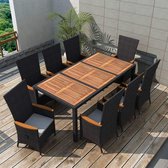 Medina 9-delige Tuinset poly rattan acaciahout zwart