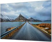 Wandpaneel Natuurlijk landschap bergen en weg  | 180 x 120  CM | Zwart frame | Wand-beugels (27 mm)